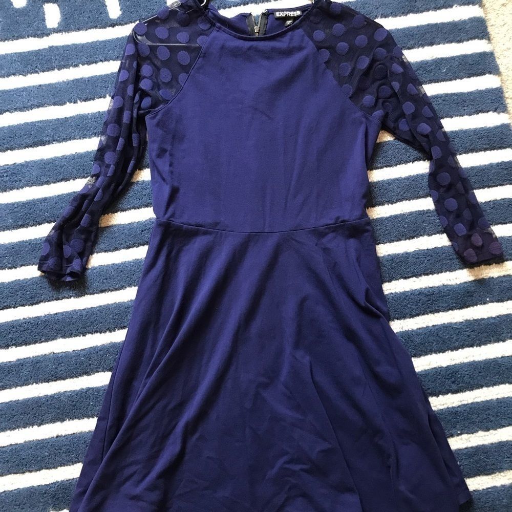 EXPRESS BLUE MINI DRESS SHEER SLEEVES
